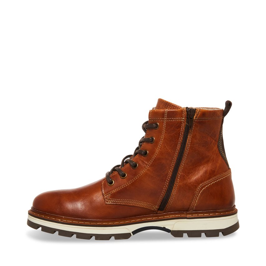 Botines Steve Madden Lucius Cuero Hombre Marrones | ES NB0261